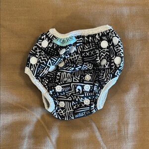 Black and White Diaper Cover with Playful Print